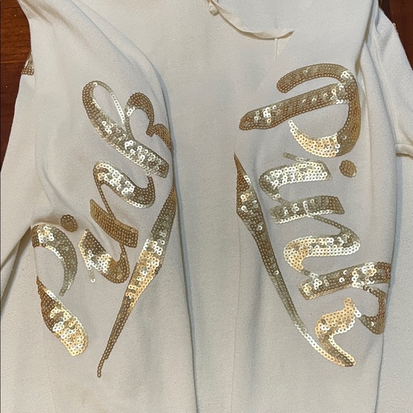 PINK Victoria's Secret Tops - PINK Victoria's Secret Cream Hoodie with Gold Sequins. Worn 3 Times.